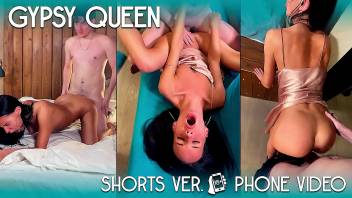 Gypsy Queen gives a sweet blowjob and then moans in a doggy pose. Mobile ver.